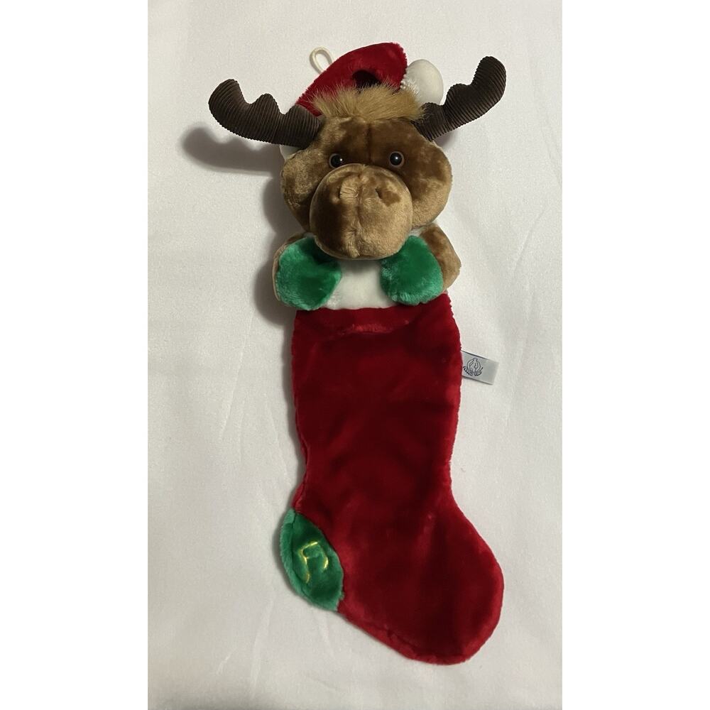 Vtg 1992 People Pals Christmas Stocking Plush Stuffed Reindeer Moose 27” Total